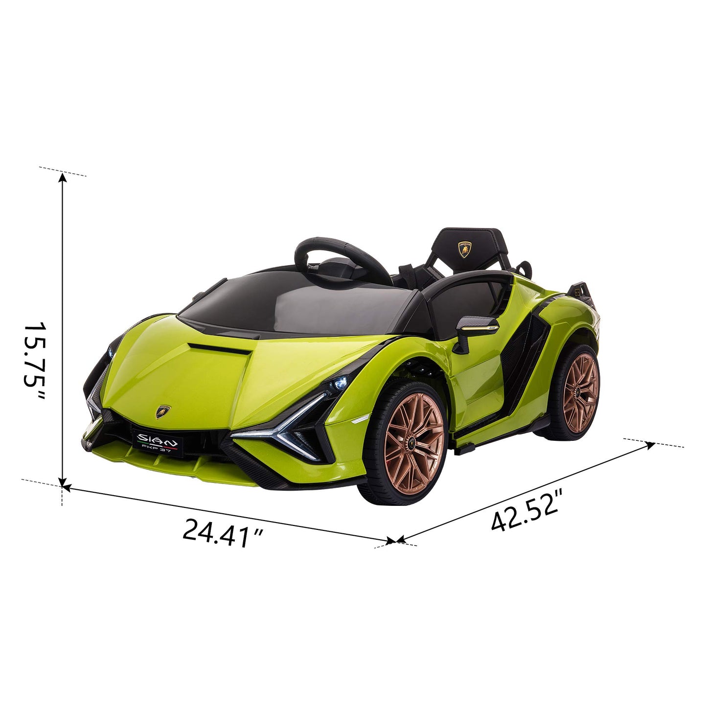Tip Top Kids Ride on Car,12V Lamborghini Sian Electric Car for Boys Girls,Remote Control,Kids Ride on Toy Car,Electric Vehicle (Green)