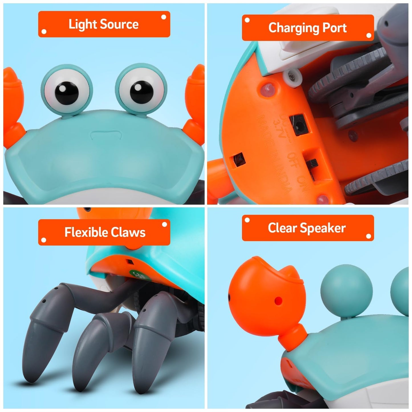 Gooyo GY-1Y Rechargeable Dancing Crawling Crab Toy for Kids with Lights & Music