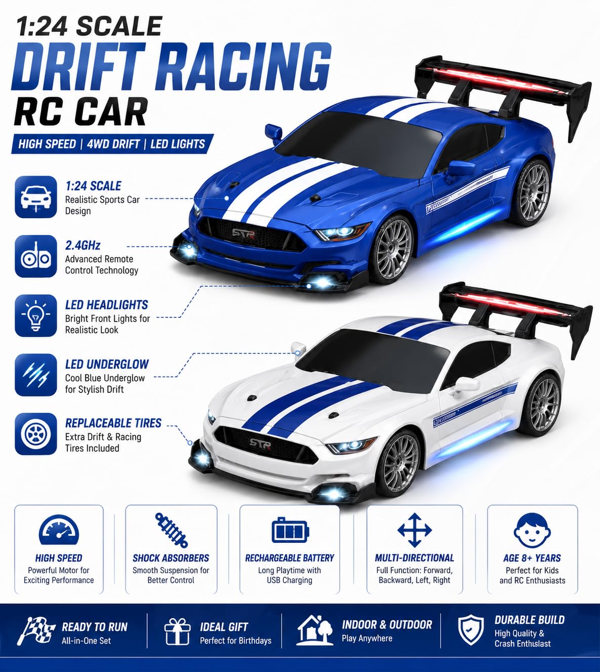 TOYS TODAY TT-33435 LED Light Remote Control Drift Racing Car Toy