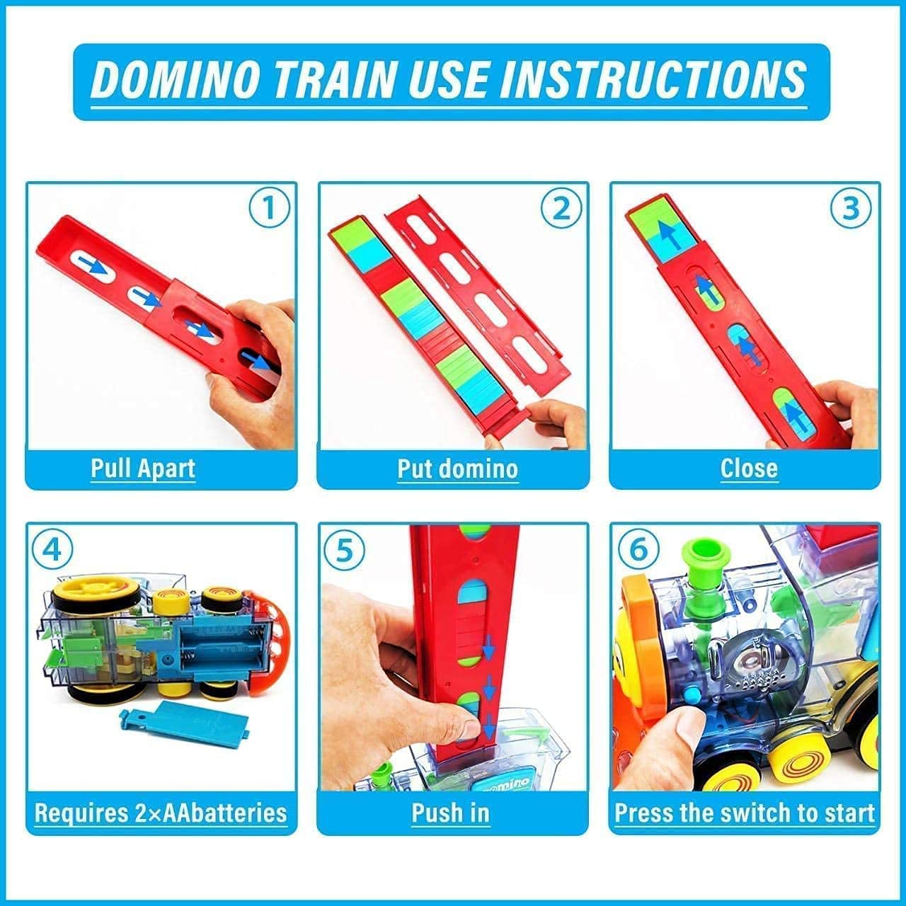 OCTRA Automatic Domino Train: Sound, Light, Colorful Brick Laying Fun