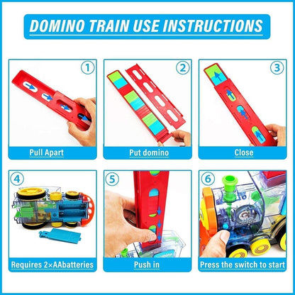 OCTRA Automatic Domino Train: Sound, Light, Colorful Brick Laying Fun