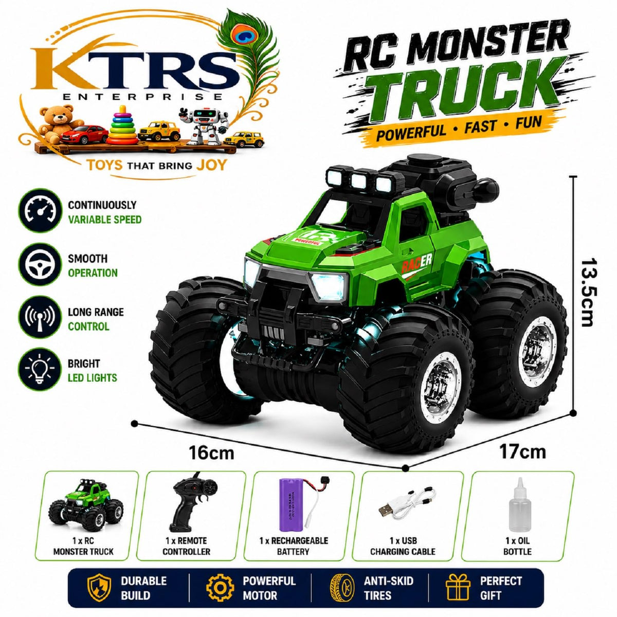 KTRS YL-130-1 Kids 4x4 Off-Road RC Monster Truck Toy