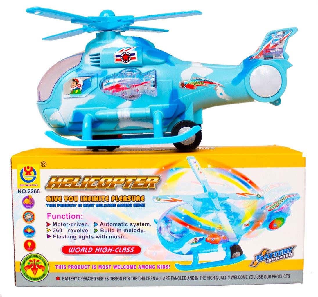 TOYVALA Musical Force Helicopter Bump and Go Lights and Music Toy