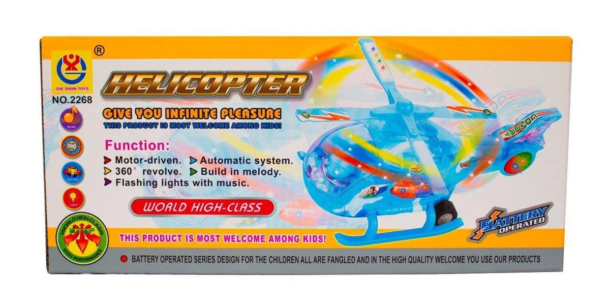 TOYVALA Musical Force Helicopter Bump and Go Lights and Music Toy