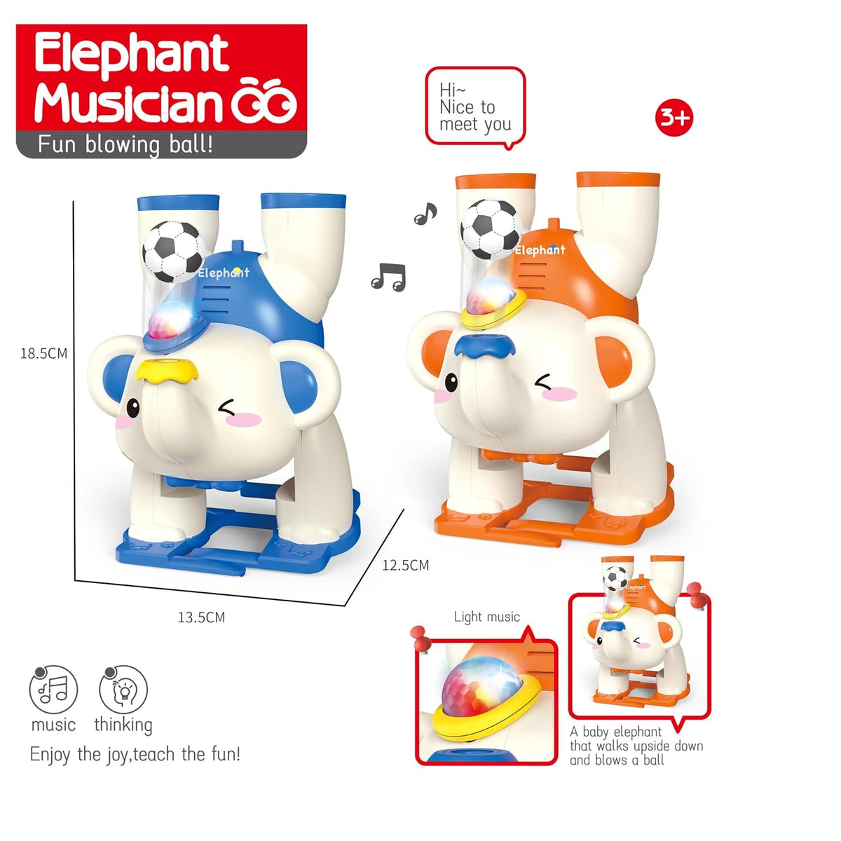 Toyscart Em001 Musical Elephant Blowing Ball Light Toy