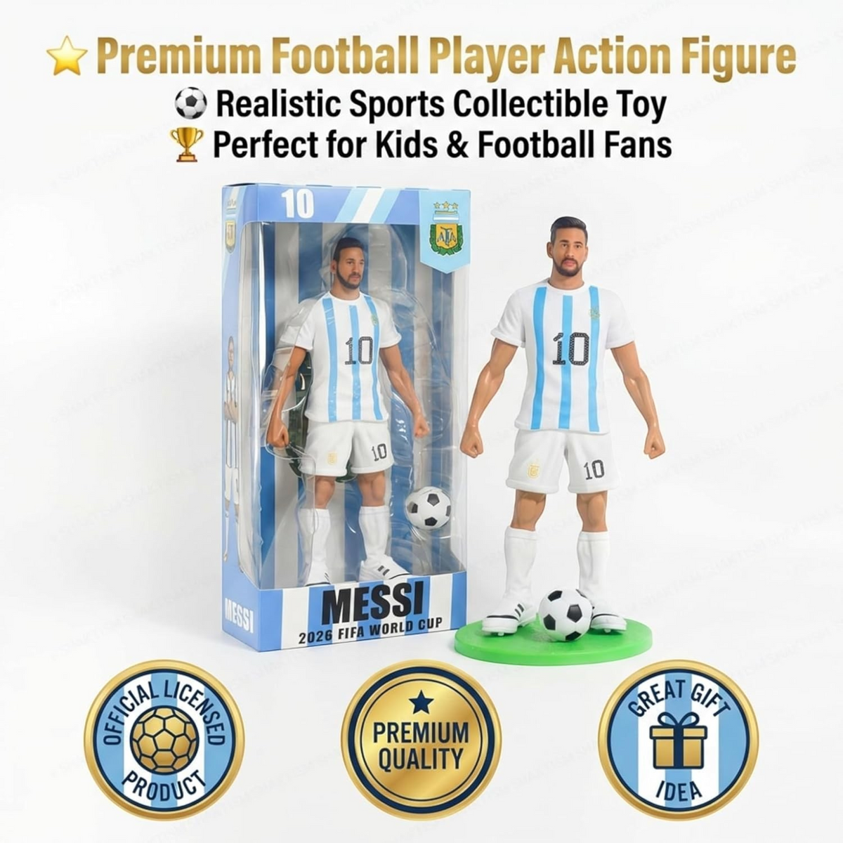 Football Star Player Action Figure Set with Ball for Kids