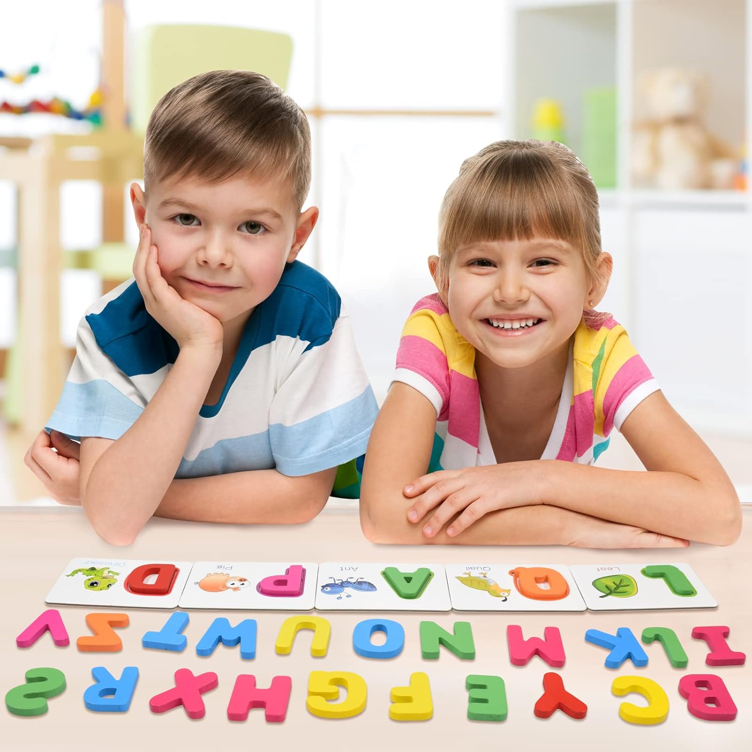 ZIB Wooden Alphabet Learning & Spelling Game: Educational Flash Cards for Kids