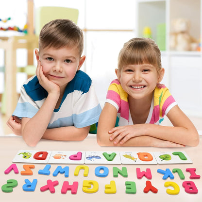 ZIB Wooden Alphabet Learning & Spelling Game: Educational Flash Cards for Kids