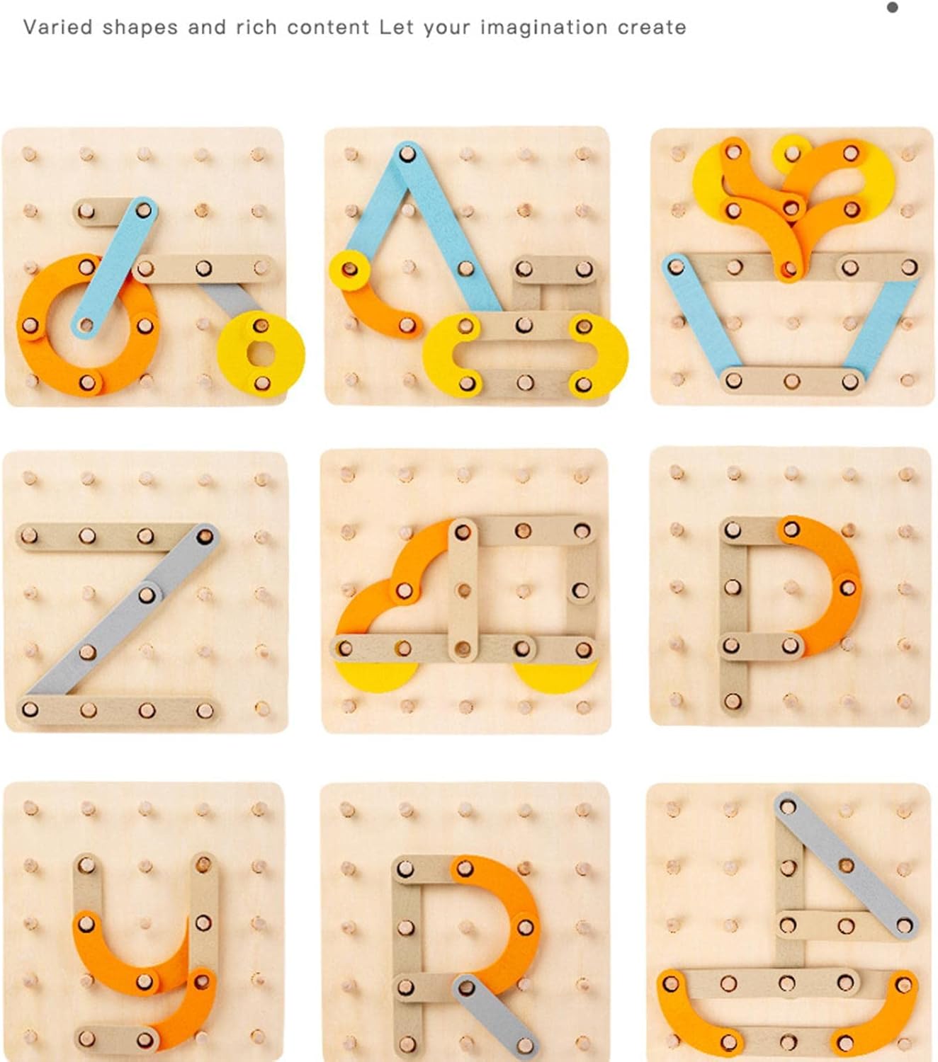 4 Pcs Wooden Shape Matching Puzzle Jigsaw Pegboard Activity STEM Toy