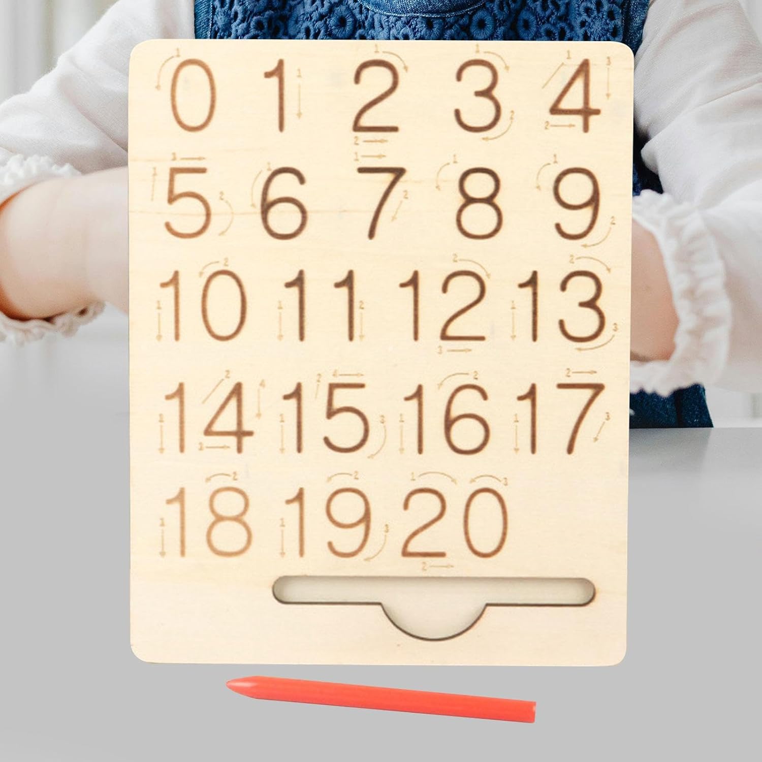 BNF® Wooden Shape Number Tracing Board: Preschool Kids Early Learning Education Tool
