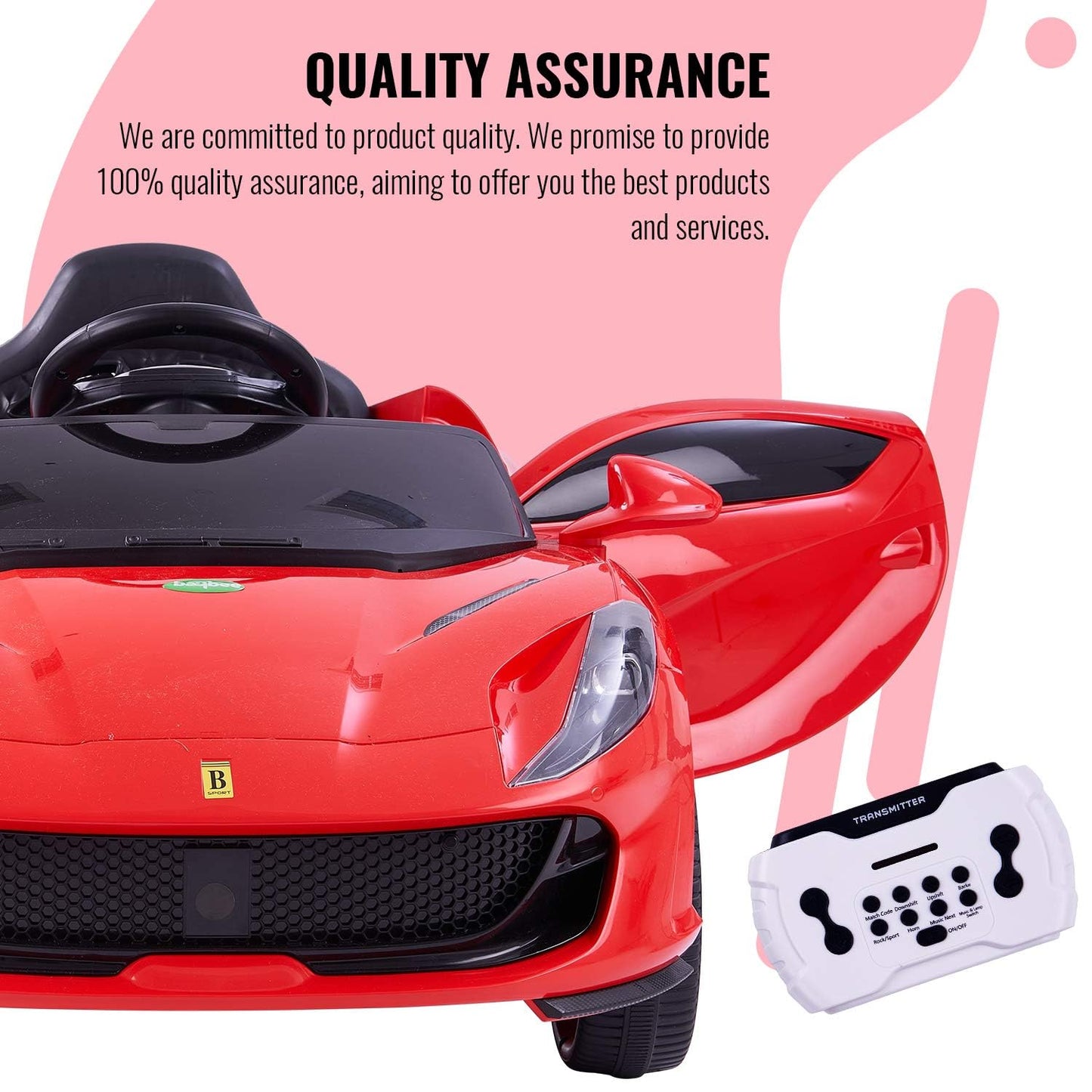 Tip Top Italia Baby Car Rechargeable Kids Car Battery Operated Motor Ride-On Car for Kids with 2 Electric Motor & 6V Battery Car for Kids Toy Car with Boys & Girls Age 2-6 Years Old (Red)
