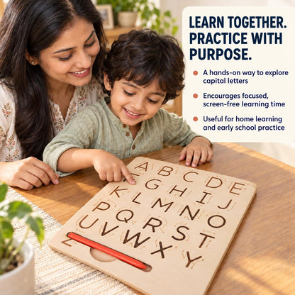 PUREjoy Wooden Alphabet Tracing Board Kids Toy