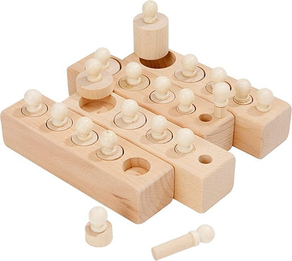 Montessori Wooden Cylinder Sorting Game: Educational Puzzle Blocks for Toddlers