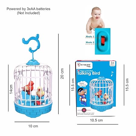 TIPTOP Talking Bird Toy for Kids | Repeats What You Say | Singing, Speaking, and Dancing Bird Toy| Funny Education Toys for Children Playing at Home - Random Colour
