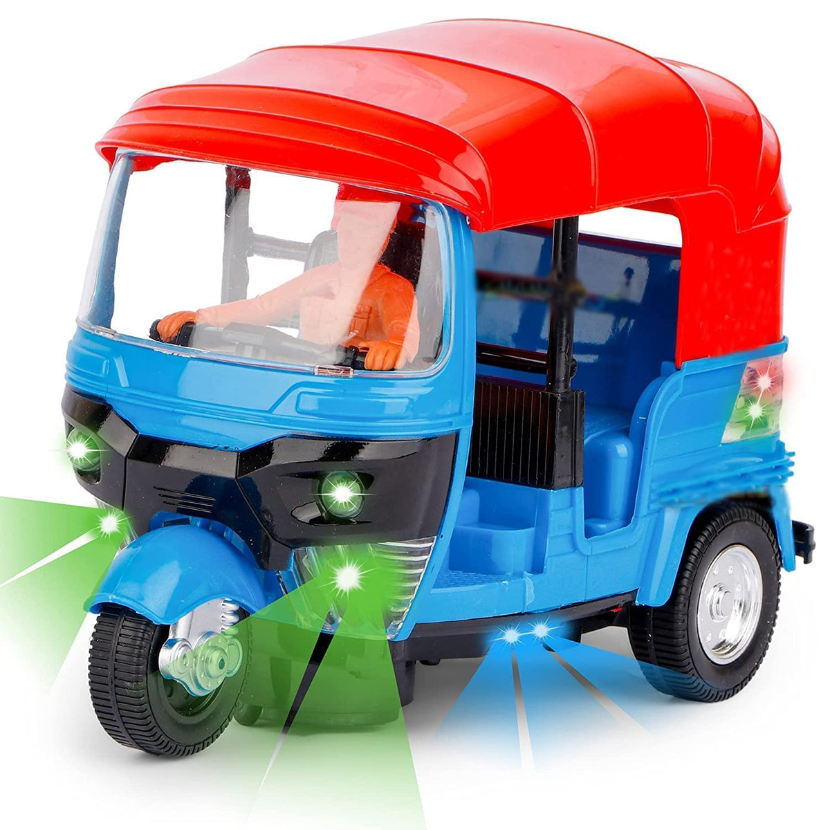 Battery Operated Auto Rickshaw Toy with LED Lights and Sound