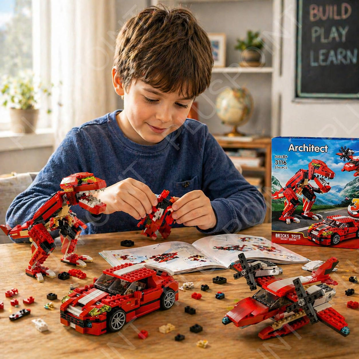 PLUSPOINT dinosaur blocks 3-in-1 Dinosaur Building Blocks Set Toy