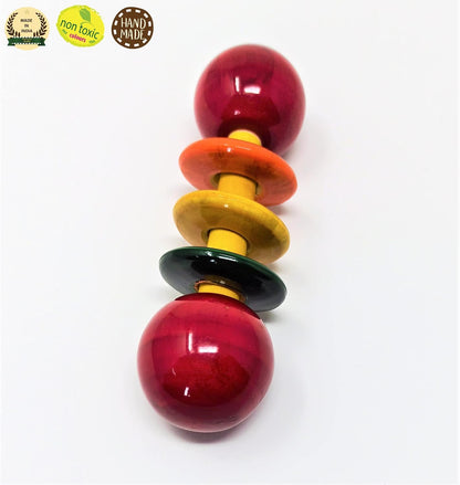 A&A Kreative Wooden Rattle Handcrafted Toddler Toy