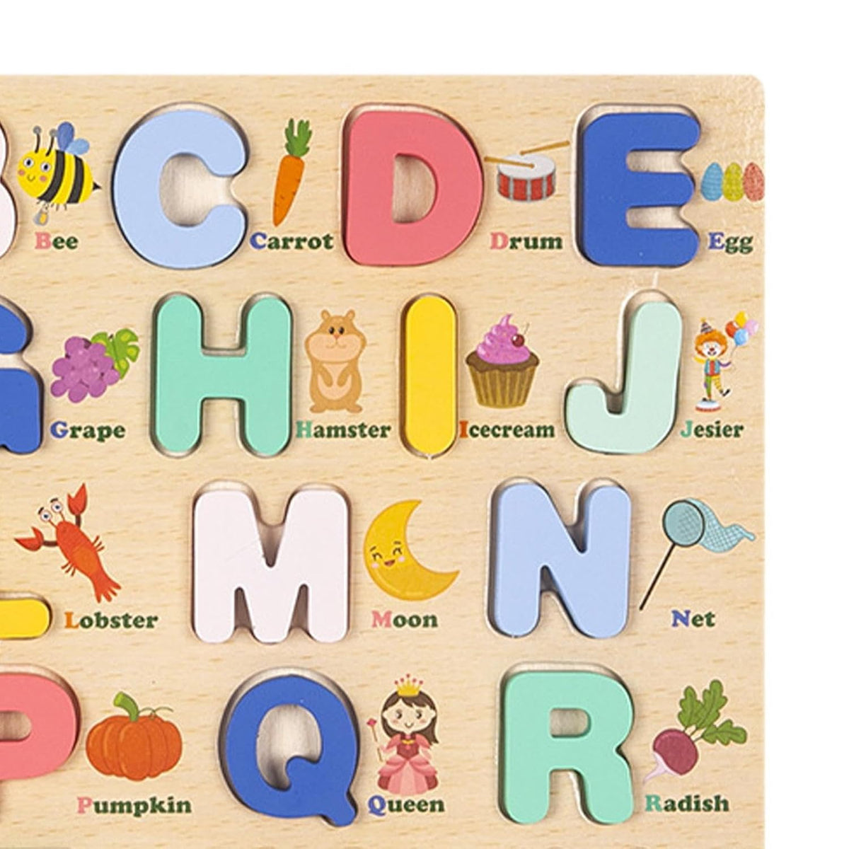 MERISHOPP Wooden Uppercase Letters Peg Puzzle Toddler Toy