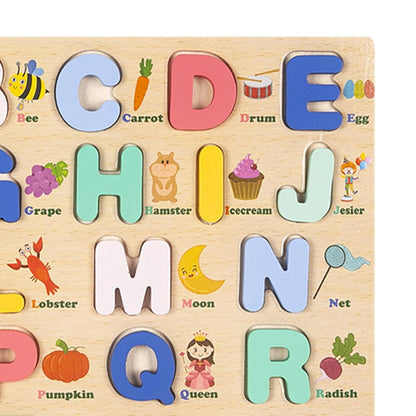 MERISHOPP Wooden Uppercase Letters Peg Puzzle Toddler Toy