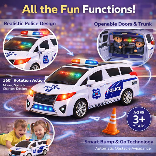 PB Prime Brands OzW-Police Car Bump & Go Action Light Music Toy
