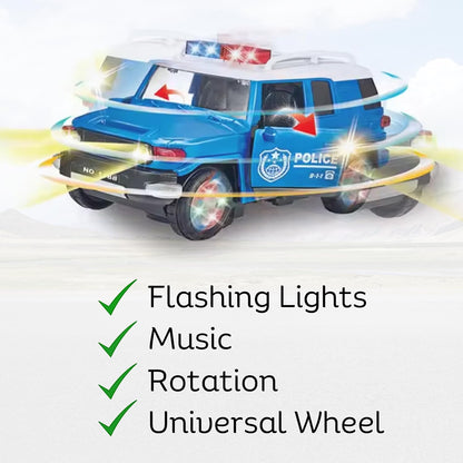 Dynamic Stunt Police Car Toy: 3D Lights, Siren, Music, Lightning Wheels