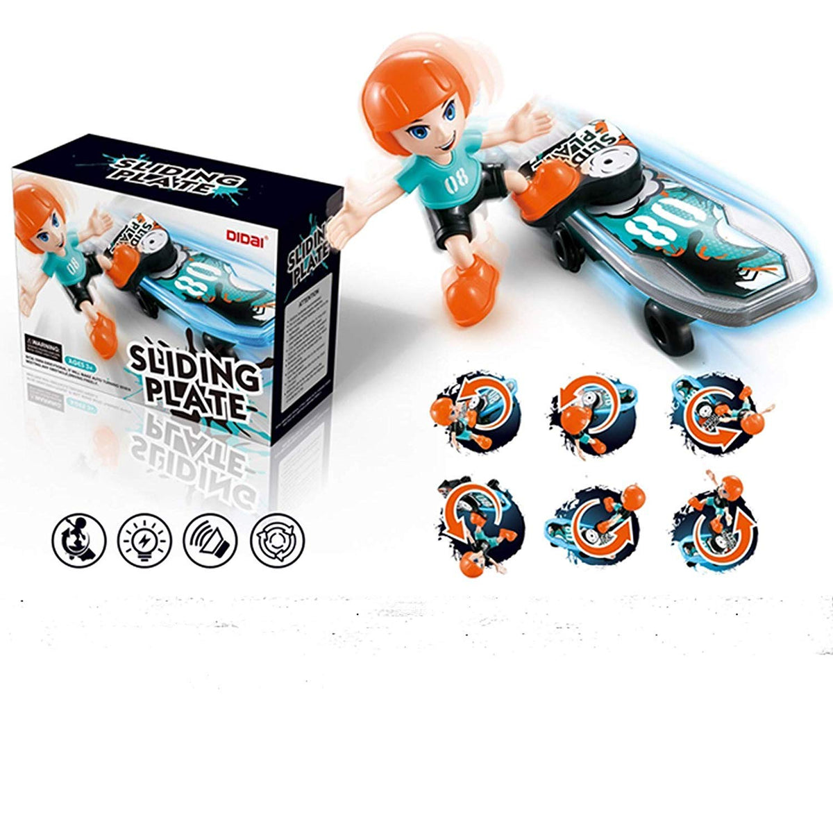 FunBlast Sliding Plate Stunt Scooter Skateboard Light Music Toy