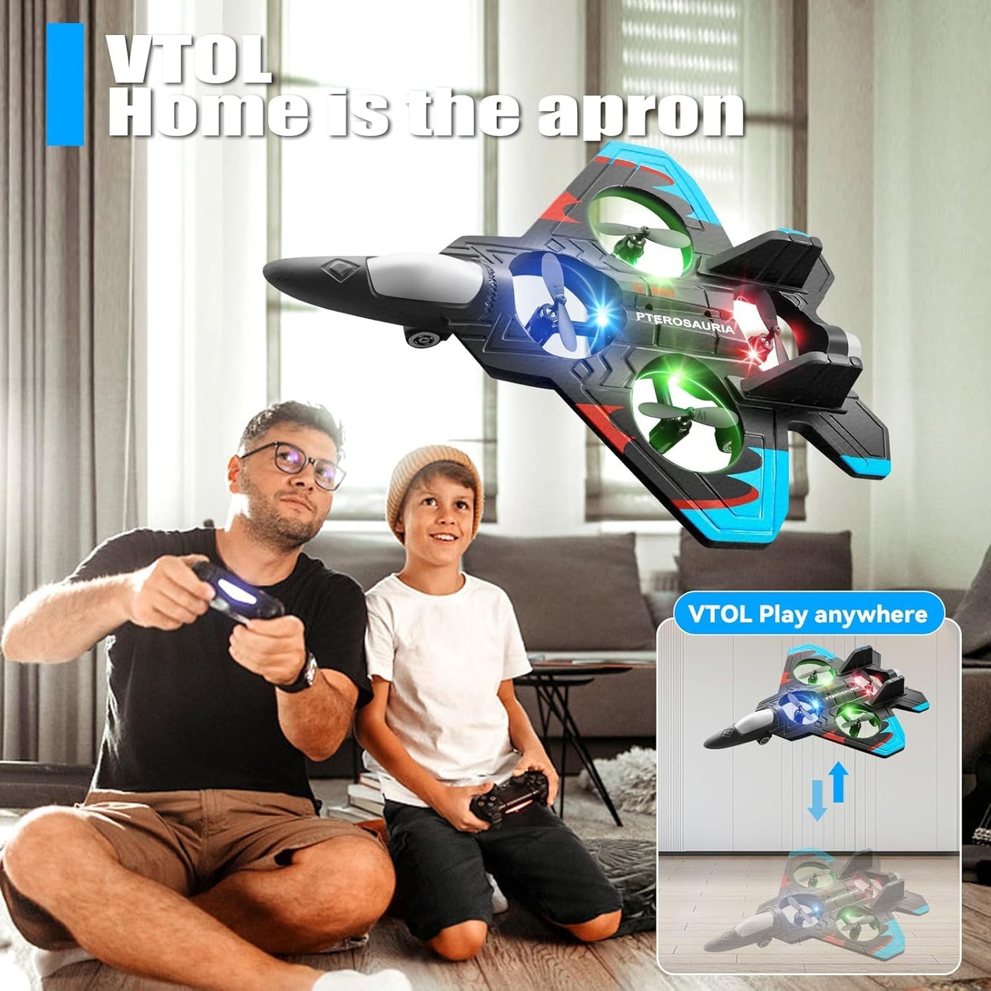 Ocvito Blue 2.4GHz Remote Control Fighter Jet with LED Lights