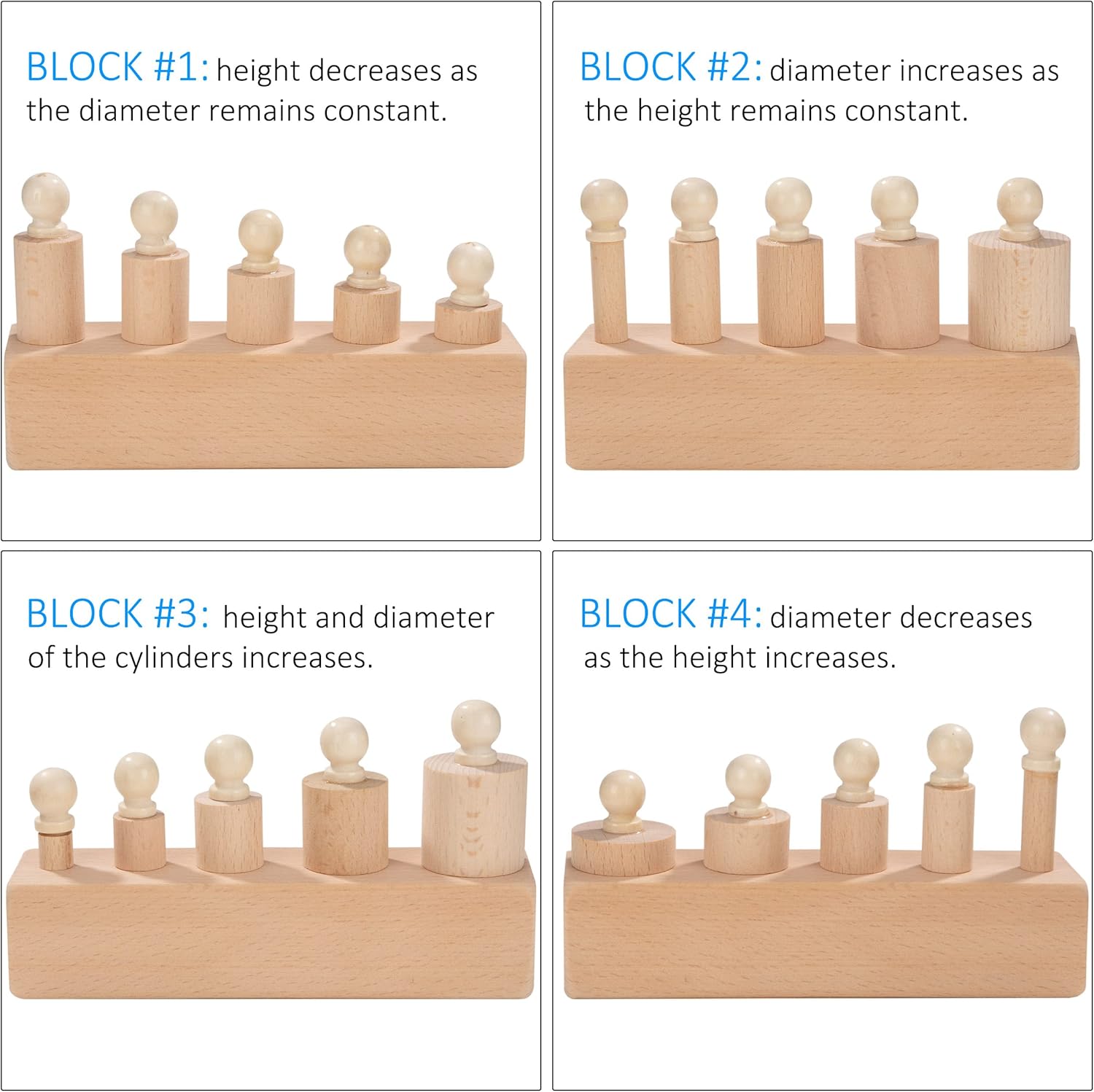 Montessori Wooden Cylinder Sorting Game: Educational Puzzle Blocks for Toddlers