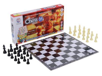 Ratna's 5-in-1 Junior Deluxe Waterproof Board Game Set with Chess
