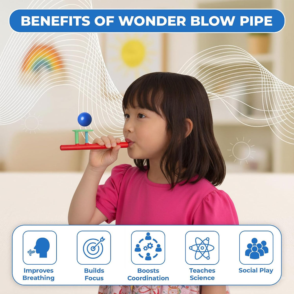 RATNA'S 7651 Wonder Blow Pipe Floating Ball Set Toy