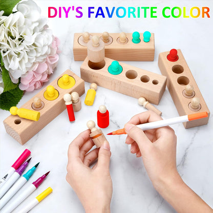 Montessori Wooden Cylinder Sorting Game: Educational Puzzle Blocks for Toddlers