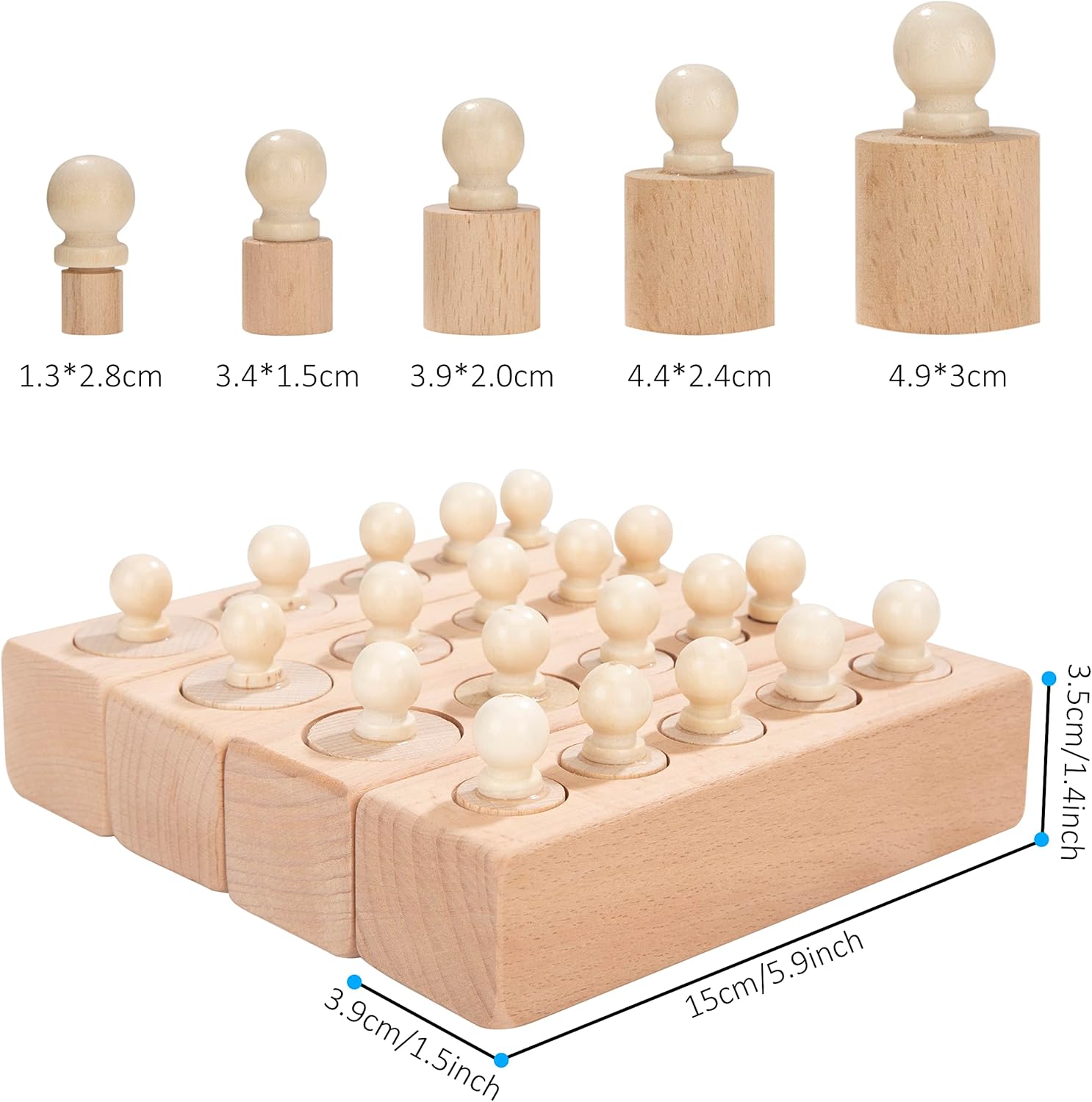 Montessori Wooden Cylinder Sorting Game: Educational Puzzle Blocks for Toddlers
