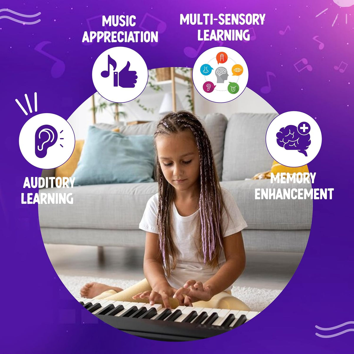 Gooyo 61-Key Musical Piano Keyboard Toy for Kids Black