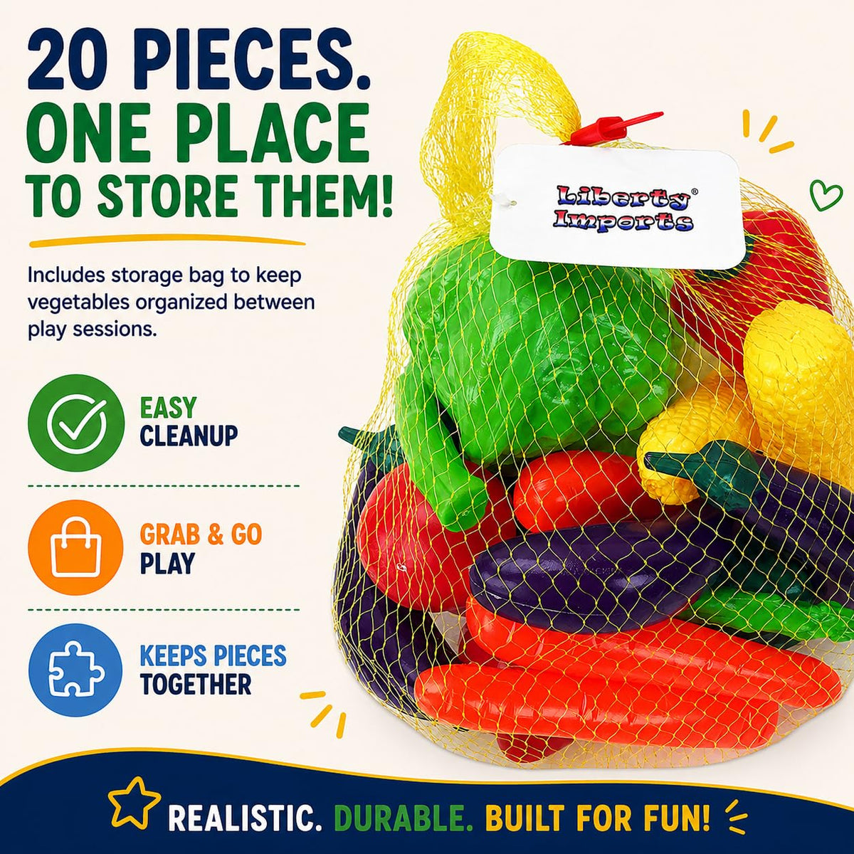Liberty Imports 623 Life Sized Bag of Vegetables Pretend Play Toy