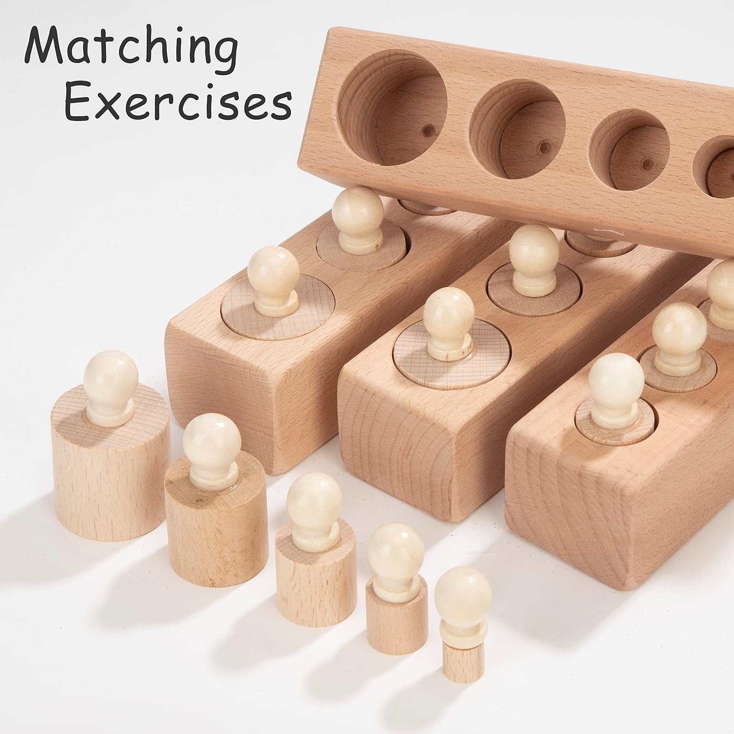 Montessori Wooden Cylinder Sorting Game: Educational Puzzle Blocks for Toddlers