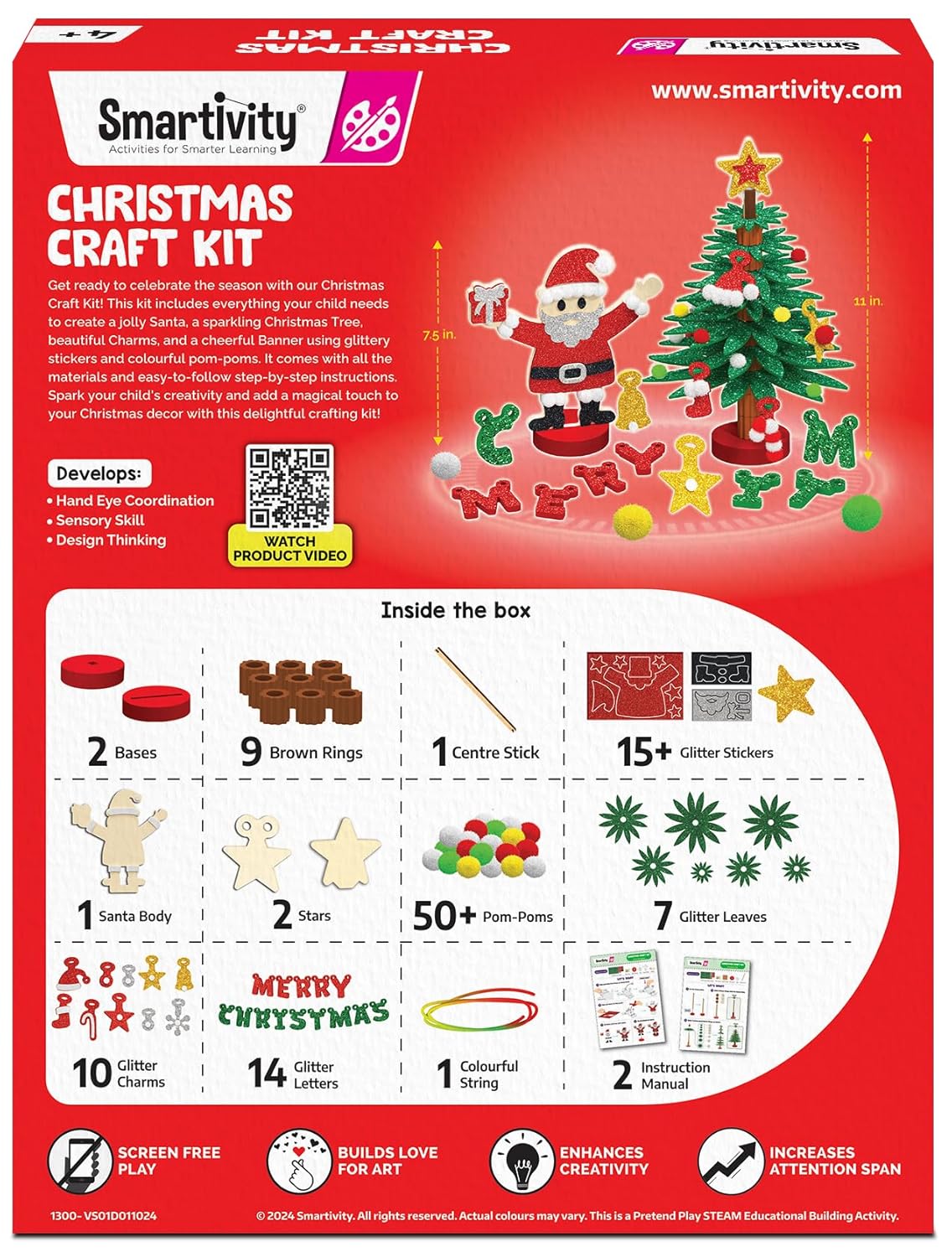 Smartivity Christmas Craft Kit: Build Festive Tree & Santa DIY Activity