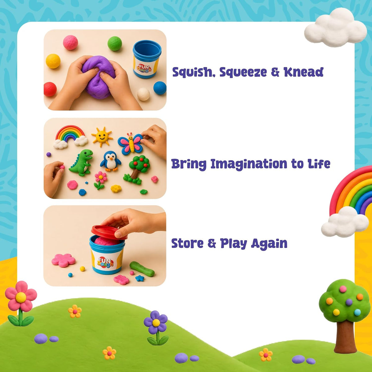 Fundough Box of Colours 12 Tubs Play Dough Set