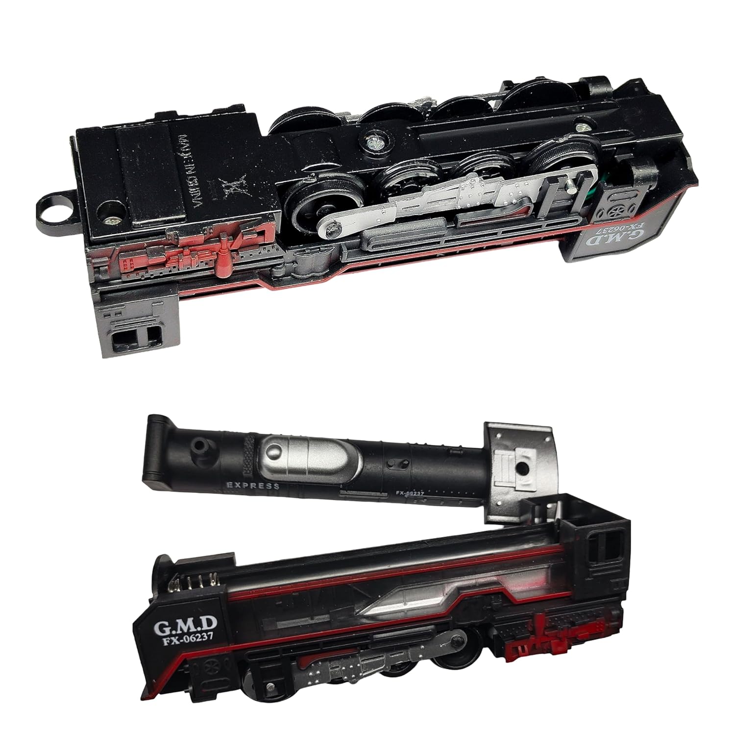 Black Battery Operated Toy Train Set for Kids with Round Track, 19 Pieces Plastic Engine