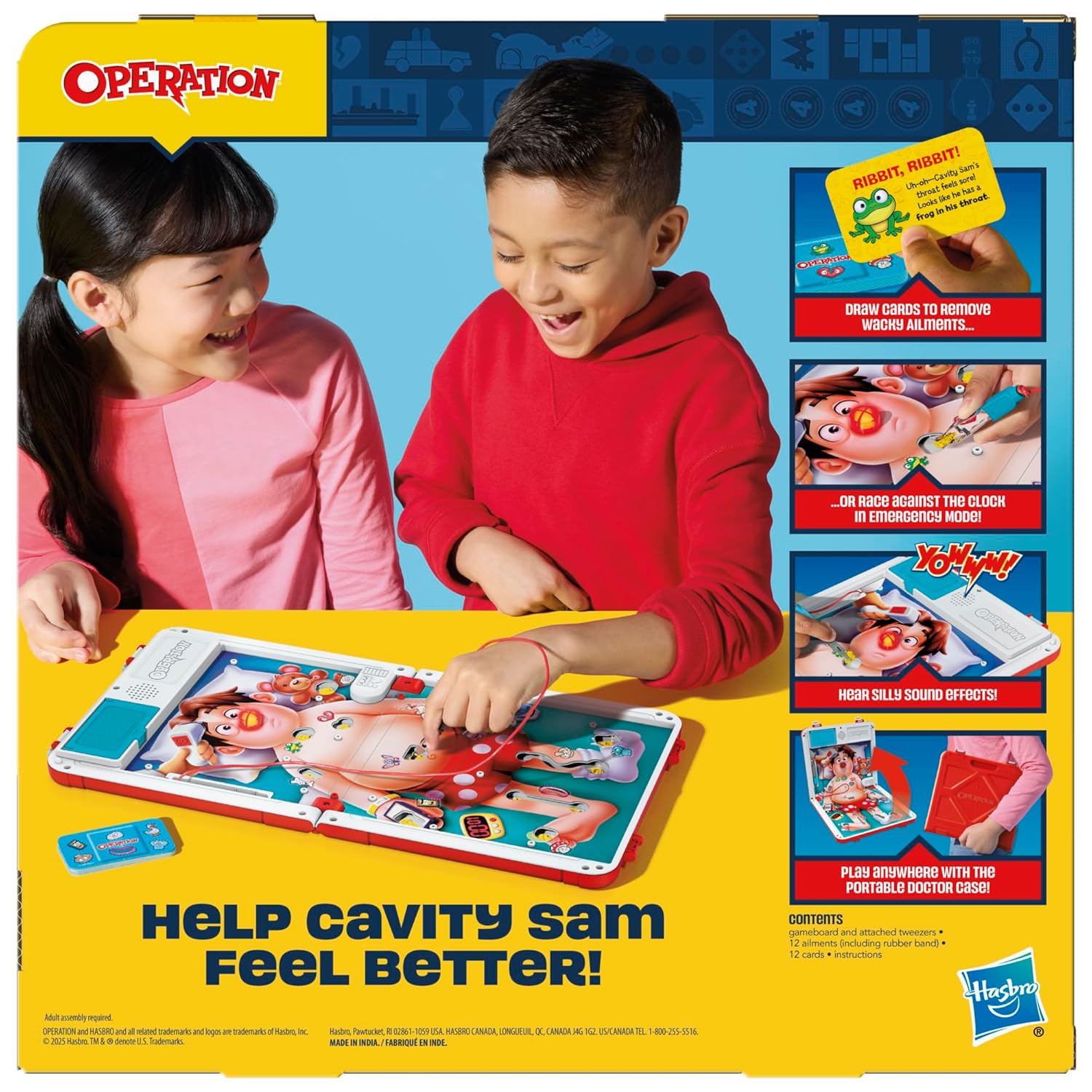 Operation Electronic Board Game with Portable Case, 2 Fun Ways to Play