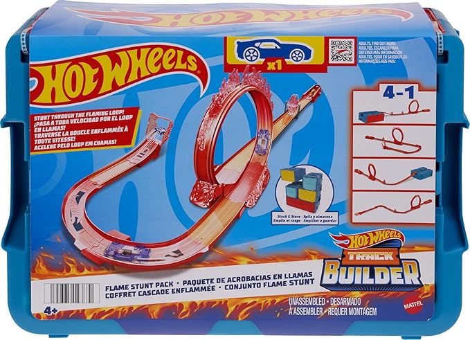 Hot Wheels Track Builder Flame Stunt Pack Fire-Themed Racing Set