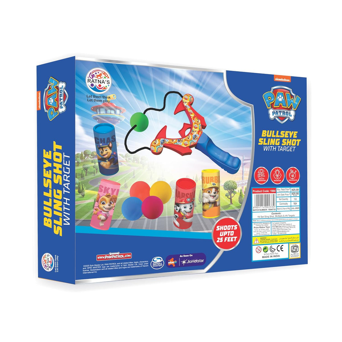 Ratna's 1984 Paw Patrol Bullseye Sling Shot Target Game Set Toy