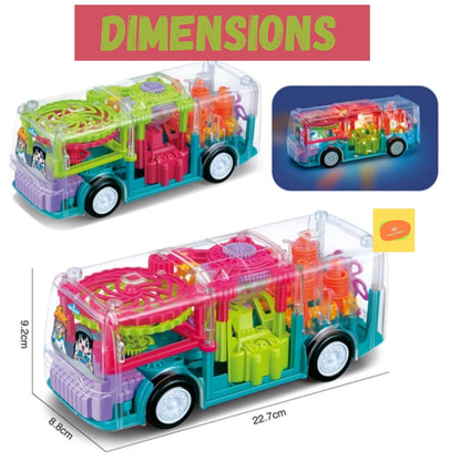 Manvik Enterprises gearbus1 Transparent Gear Bus Bump & Go Light Music Toy