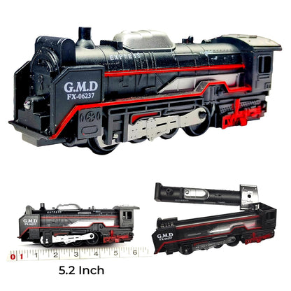 Black Battery Operated Toy Train Set for Kids with Round Track, 19 Pieces Plastic Engine