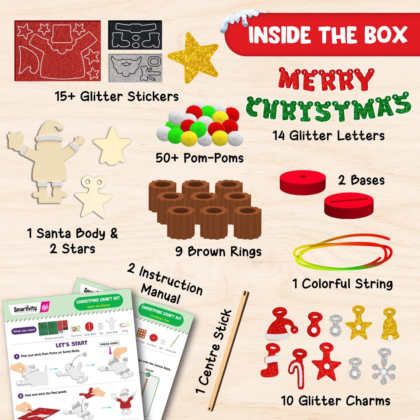 Smartivity Christmas Craft Kit: Build Festive Tree & Santa DIY Activity