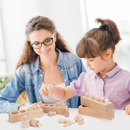 Montessori Wooden Cylinder Sorting Game: Educational Puzzle Blocks for Toddlers