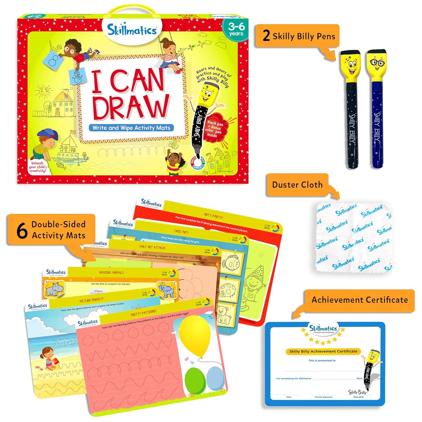 Skillmatics I Can Draw Reusable Activity Mats - Learning Fun Ages 3-6