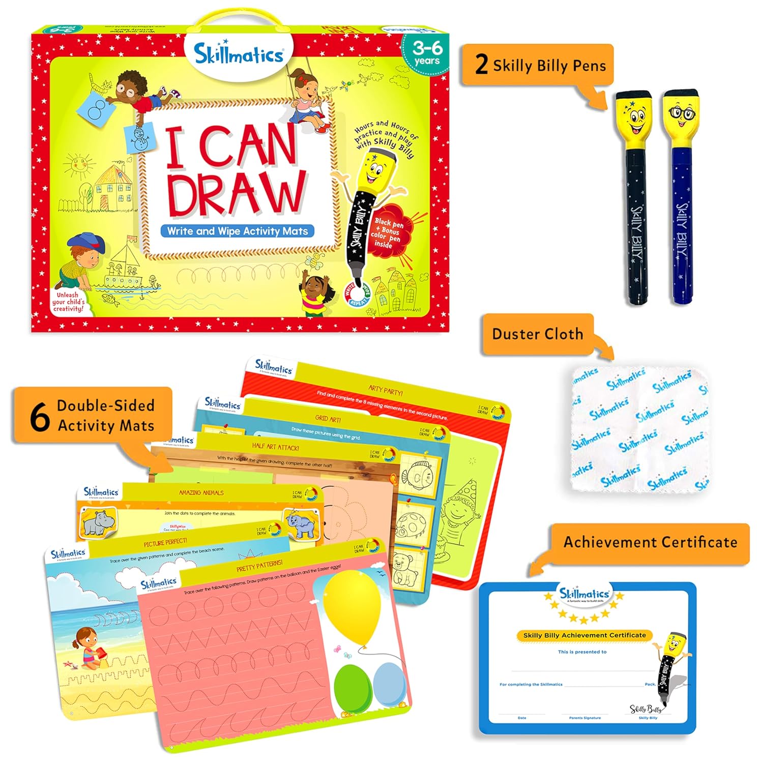 Skillmatics I Can Draw Reusable Activity Mats - Learning Fun Ages 3-6