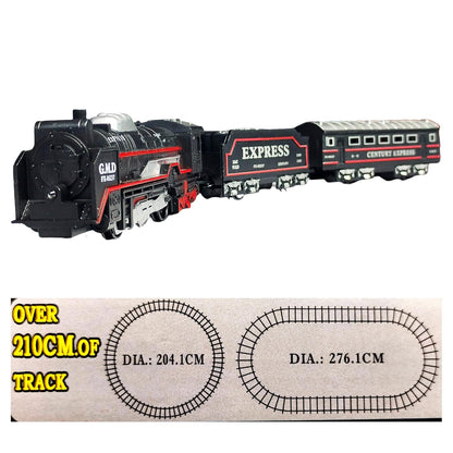 Black Battery Operated Toy Train Set for Kids with Round Track, 19 Pieces Plastic Engine