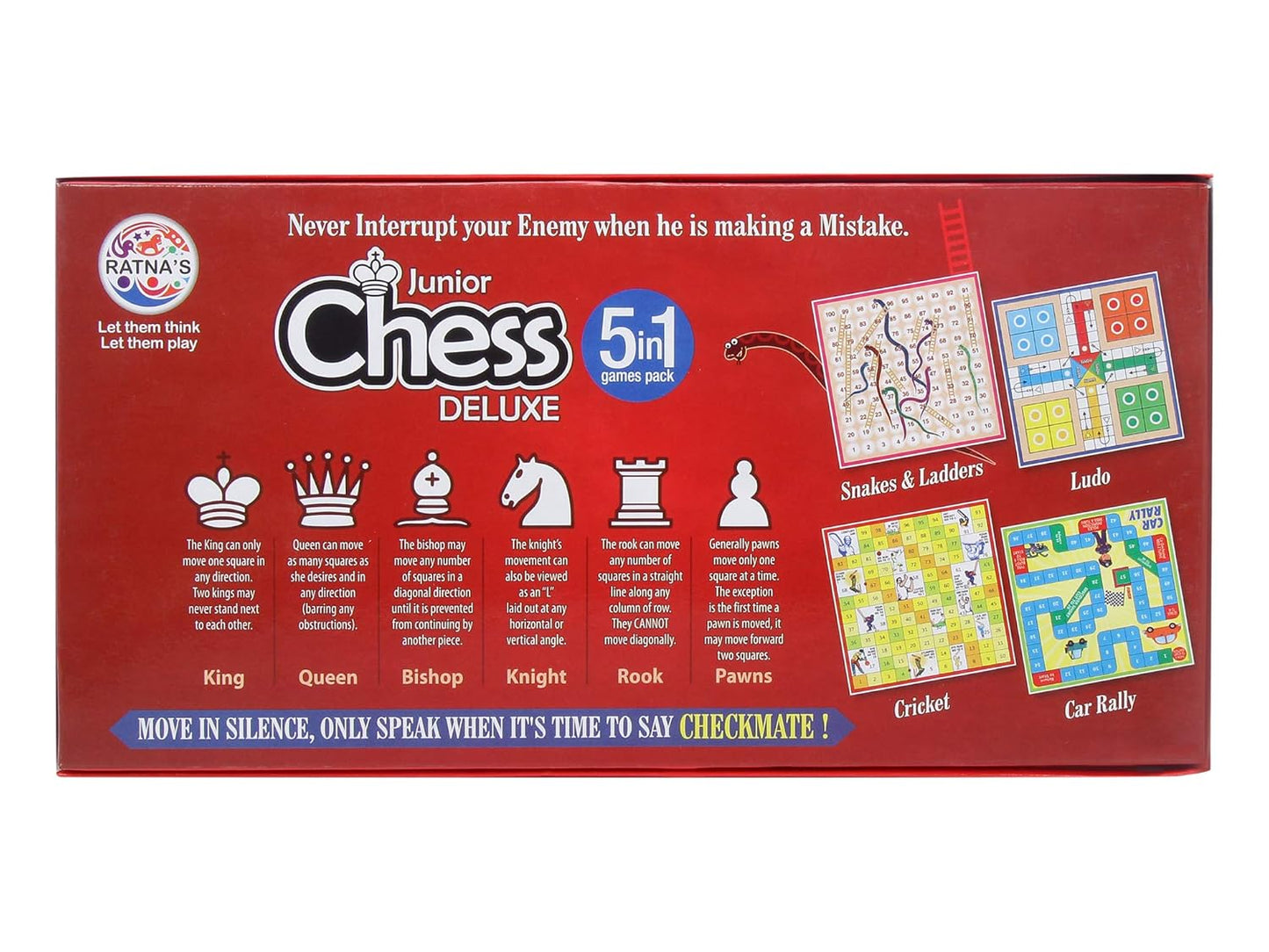 Ratna's 5-in-1 Junior Deluxe Waterproof Board Game Set with Chess