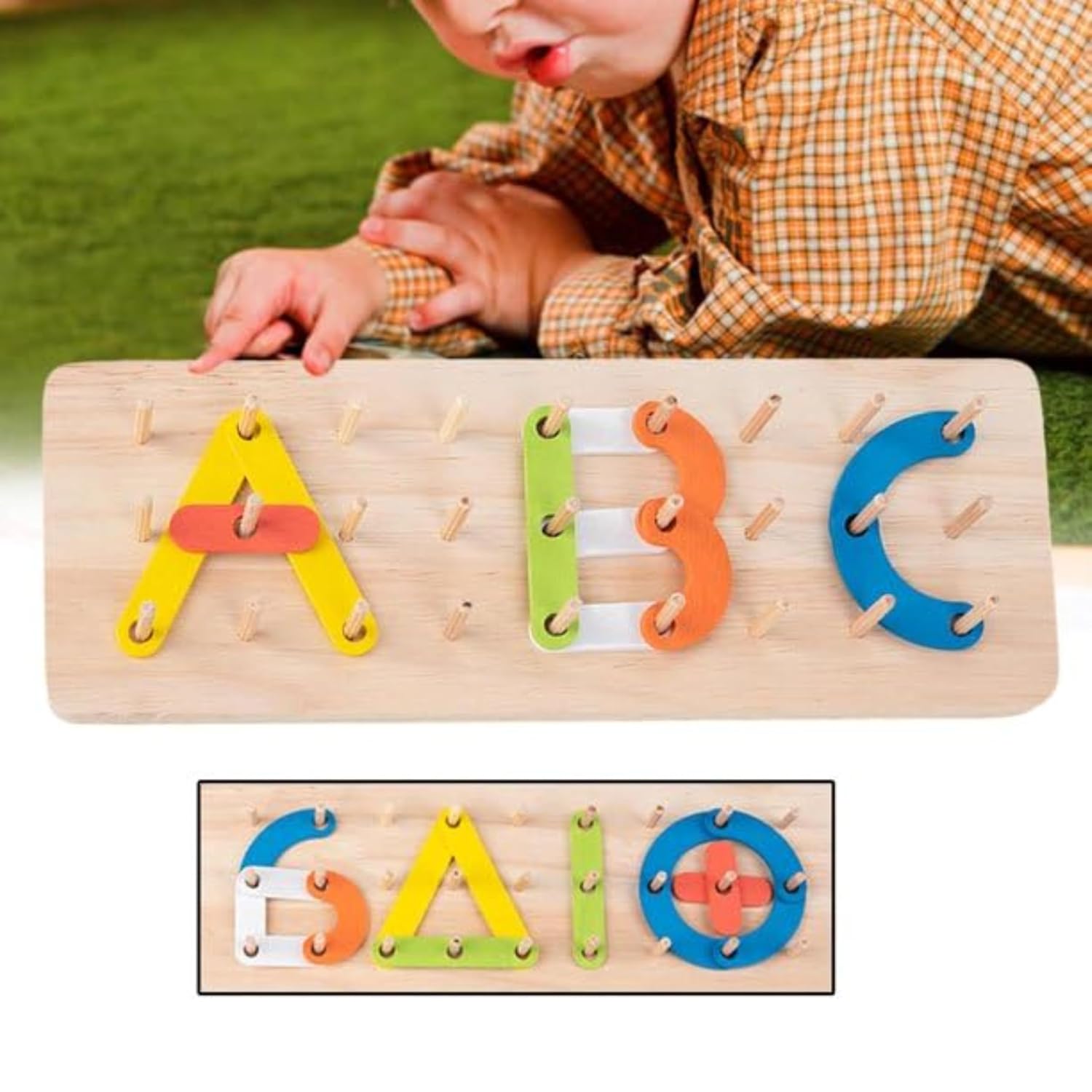 TRENDYKIDS Wooden Alphabet Number Stacking Blocks Montessori Educational Puzzle for Kids